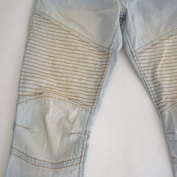 True Religion World Tour Section Moto Light Wash Skinny Blue Denim Jeans 28 - Picture 6 of 16